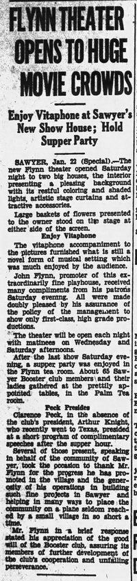 Flynn Theatre - Jan 22 1929 Article